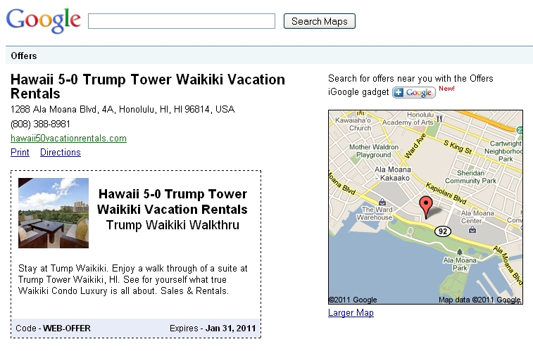 google offers hawaii 2