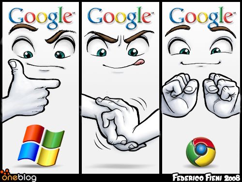 google logo made from windows logo