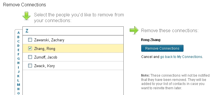 remove linkedin connections